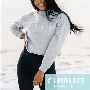 ZYIA Gray Raw Edge Crop Hoodie